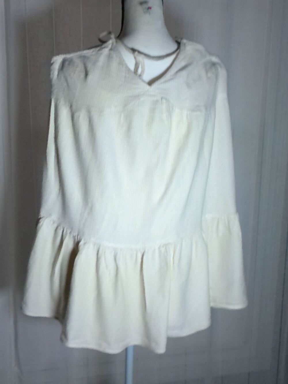 AERIE Mini Sundress Sleeveless Tie-Up White w/Yellow Stripes M